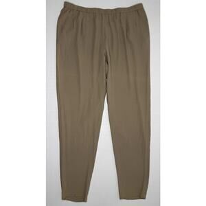 Eileen Fisher Large 100% Silk Taupe Brown Georgette Crepe Pants